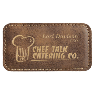 Rustic/Gold Laserable Leatherette Badge Blank with Magnet 3 1/4" x 1 3/4"