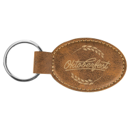 Rustic/Gold Laserable Leatherette Oval Keychain 3" x 1 3/4" 