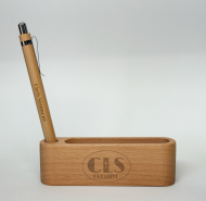 Beech Wood Business Card and Pen Holder