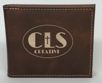  Rustic/Gold Leatherette Bi-Fold Wallet w/Flip ID Display